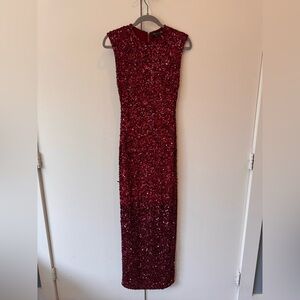 Alice + Olivia Red Ombre Sequin Column Gown